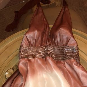 Sheer silk brown & white ombré dress size 6.